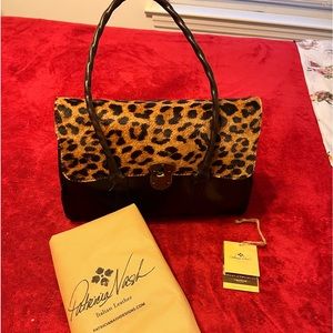 Patricia Nash Brown leather Cheetah print horse hair bag